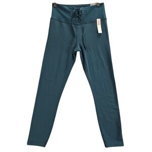 Victoria's Secret On Point Flow Ribbed Sport Leggings Teal Lace Up Womens Small